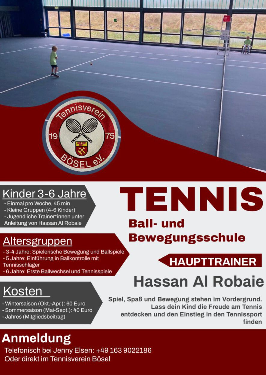 Tennistraining für Kinder im Alter von 3 - 6 Jahren
